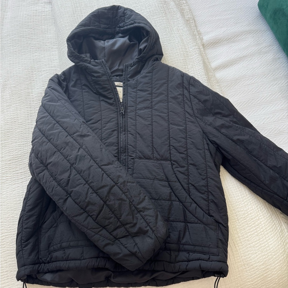 a new day Black Puffer Jacket with Quilted Design